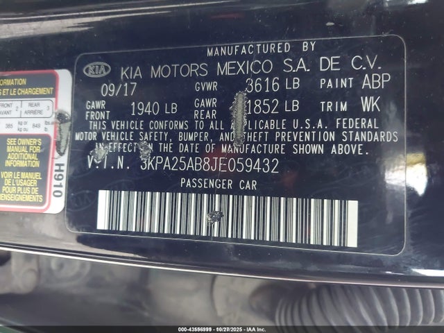 3KPA25AB8JE059432 KIA gdi gamma