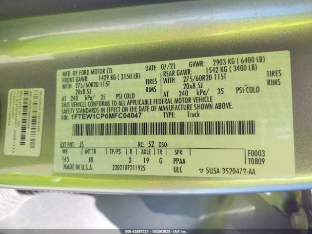2021 FORD F-150 1FTEW1CP6MFC04047 Photo 8