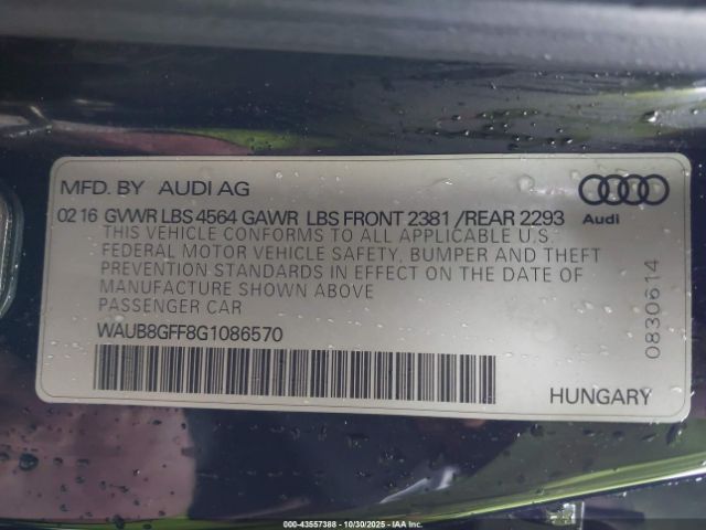 2016 AUDI A3 WAUB8GFF8G1086570 Photo 8