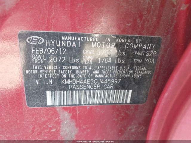 2012 HYUNDAI ELANTRA KMHDH4AE3CU445997 Photo 8