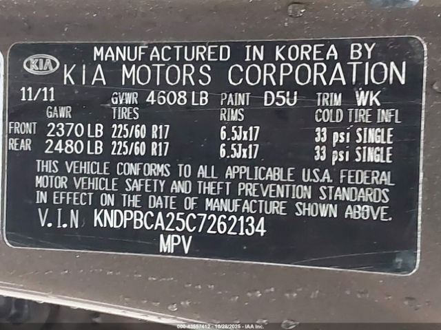 2012 KIA SPORTAGE KNDPBCA25C7262134 Photo 8