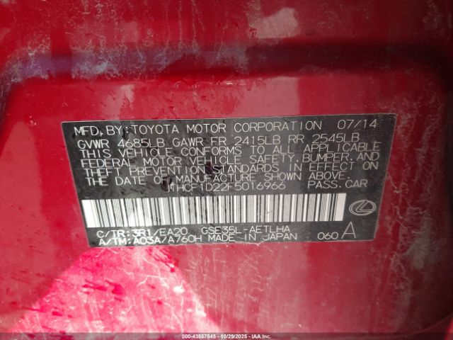 2015 LEXUS IS 250 JTHCF1D22F5016966 Photo 8