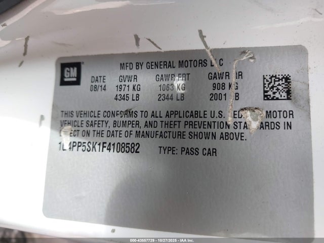 Продажа на аукционе авто 2015 Buick Verano, vin: 1G4PP5SK1F4108582, номер лота: 43557729