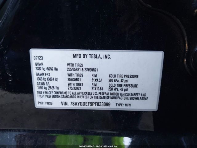 2023 TESLA MODEL Y 7SAYGDEF9PF833099 Photo 8