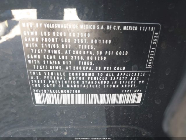 2020 VOLKSWAGEN TIGUAN 3VV3B7AX6LM067166 Photo 8