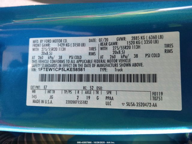 2020 FORD F-150 1FTEW1CP5LKE58581 Photo 8