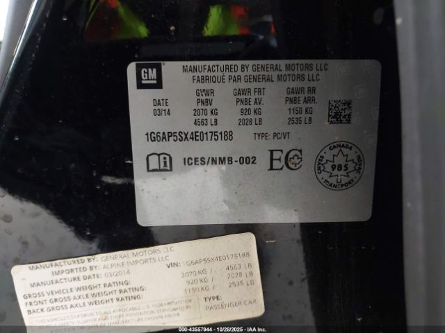 2014 CADILLAC CTS 1G6AP5SX4E0175188 Photo 8