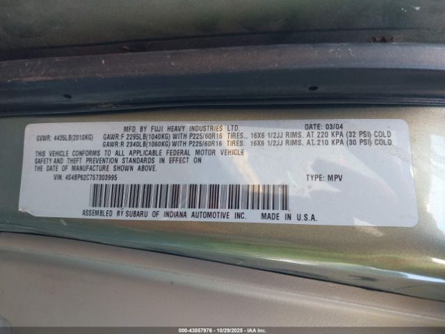 2005 SUBARU OUTBACK 4S4BP62C757303995 Photo 8