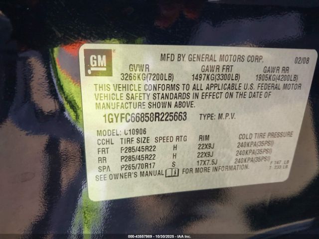 2008 CADILLAC ESCALADE ESV 1GYFC66858R225663 Photo 8