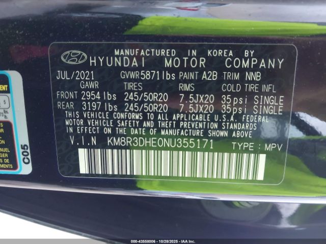 2022 HYUNDAI PALISADE KM8R3DHE0NU355171 Photo 8