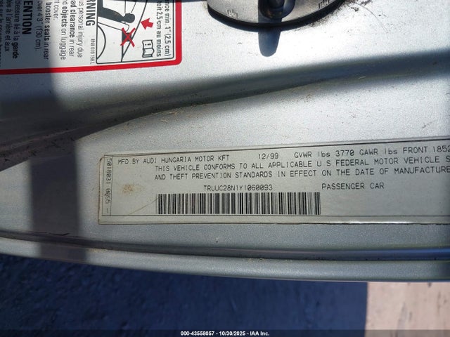 2000 AUDI TT TRUUC28N1Y1060093 Photo 8