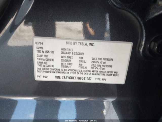 2024 TESLA MODEL Y 7SAYGDEF7RF041987 Photo 8
