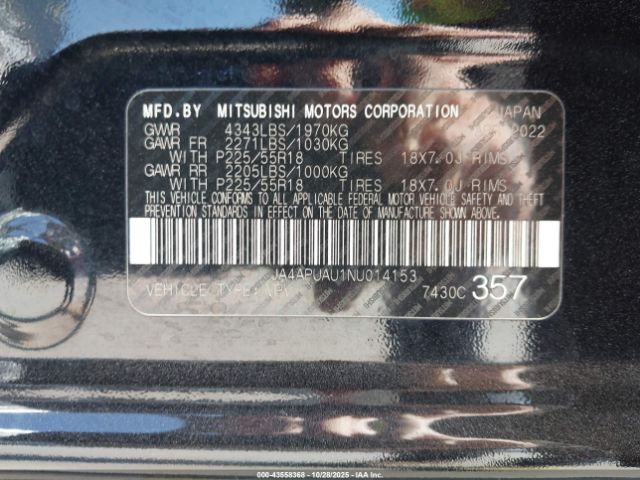 2022 MITSUBISHI OUTLANDER SPORT JA4APUAU1NU014153 Photo 8