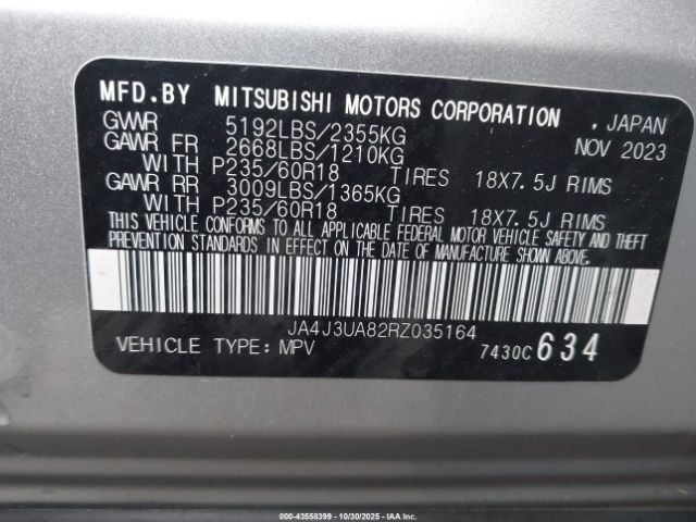 2024 MITSUBISHI OUTLANDER JA4J3UA82RZ035164 Photo 8