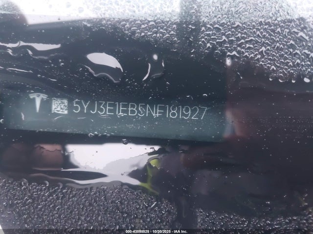 Aukcja sprzedaży 2022 Tesla Model 3 Long Range Dual Motor All-wheel Drive, vin: 5YJ3E1EB5NF181927, numer aukcji: 43558525