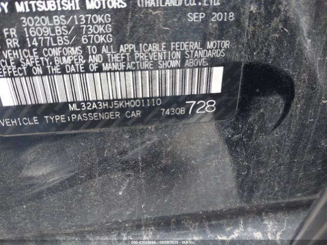 2019 MITSUBISHI MIRAGE ML32A3HJ5KH001110 Photo 8