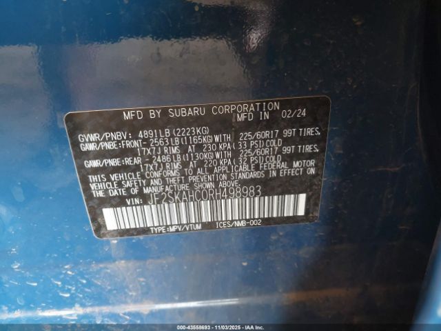 2024 SUBARU FORESTER JF2SKAHC0RH498983 Photo 8