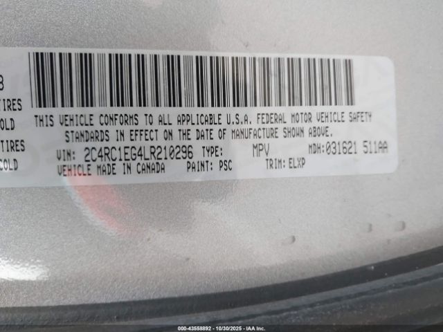 2020 CHRYSLER PACIFICA 2C4RC1EG4LR210296 Photo 8