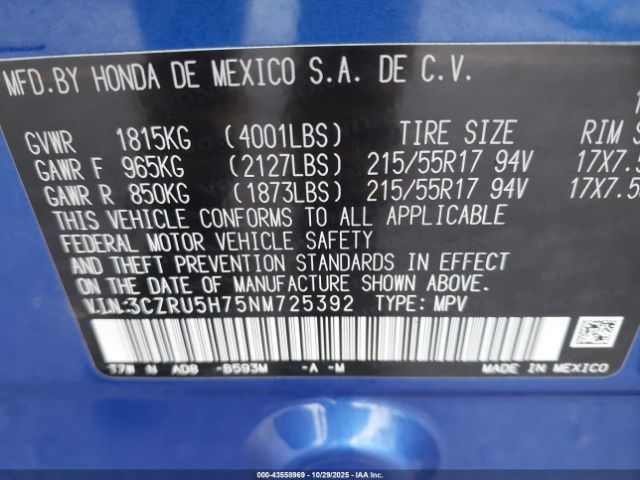 2022 HONDA HR-V 3CZRU5H75NM725392 Photo 8