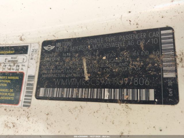 2010 MINI COOPER WMWMR3C59ATU97806 Photo 8