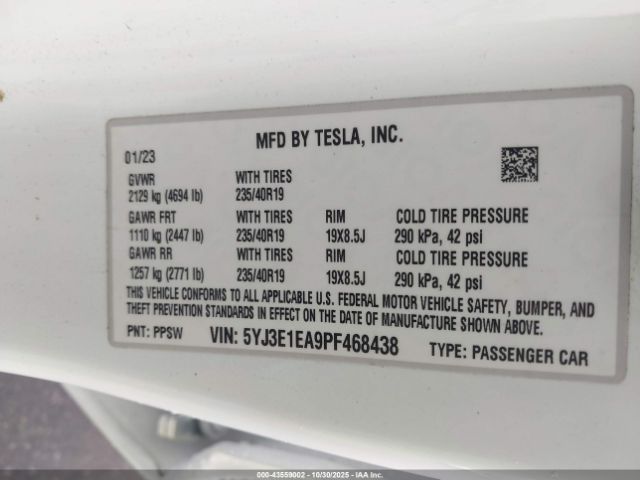 2023 TESLA MODEL 3 5YJ3E1EA9PF468438 Photo 8