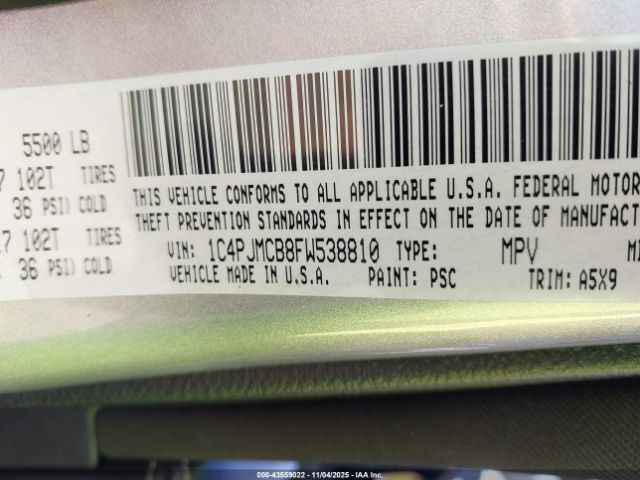 2015 JEEP CHEROKEE 1C4PJMCB8FW538810 Photo 8