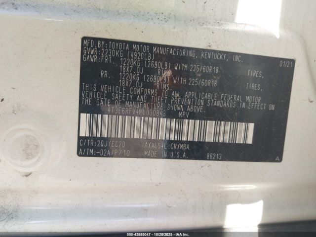 2021 TOYOTA RAV4 HYBRID 4T3E6RFV4MU030843 Photo 8