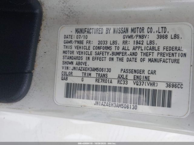 2010 NISSAN 370Z JN1AZ4EH3AM506130 Photo 8
