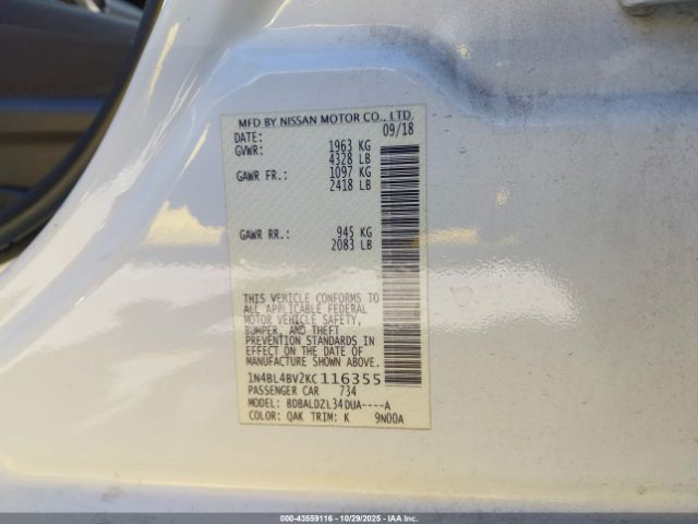 2019 NISSAN ALTIMA 1N4BL4BV2KC116355 Photo 8