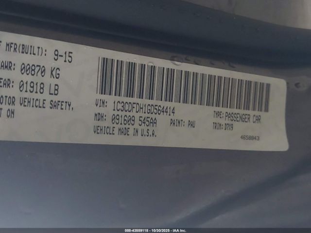 2016 DODGE DART 1C3CDFDH1GD564414 Photo 8