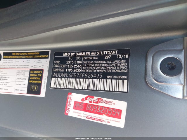 WDDWK6EB7KF826495 Mercedes-Benz Amg C 43 4matic