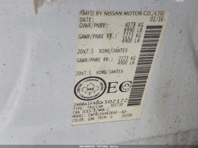 2016 NISSAN TITAN XD 1N6BA1F46GN502172 Photo 8