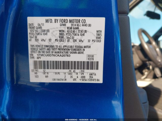 2012 FORD ESCAPE 1FMCU0D76CKA20783 Photo 8