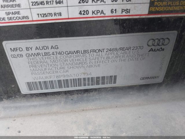 2009 AUDI A3 WAUKF78P99A107134 Photo 8