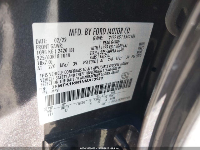 2022 FORD MUSTANG MACH-E 3FMTK1RM1NMA13939 Photo 8