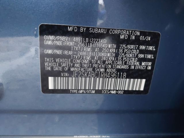 2024 SUBARU FORESTER JF2SKABC1RH496118 Photo 8