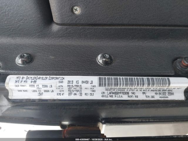 2000 JEEP WRANGLER 1J4FA49S8YP783696 Photo 8