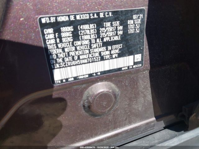 2022 HONDA HR-V 3CZRU6H59NM701522 Photo 8