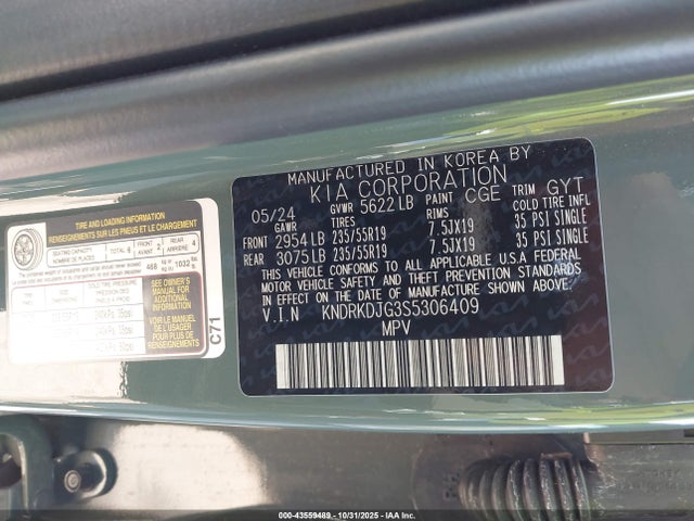 43559489 :رقم المزاد ، KNDRKDJG3S5306409 vin ، 2025 Kia Sorento Hybrid Sx Prestige مزاد بيع