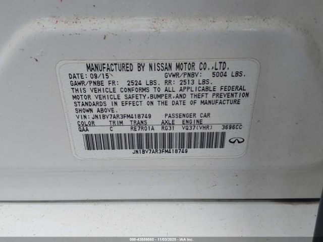 2015 INFINITI Q50 JN1BV7AR3FM418749 Photo 8