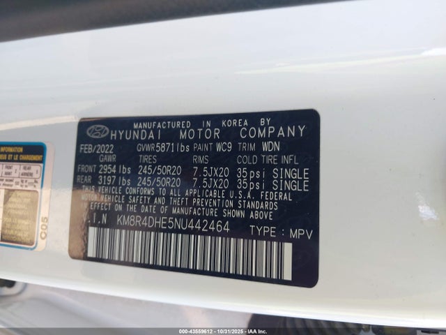 2022 HYUNDAI PALISADE KM8R4DHE5NU442464 Photo 8