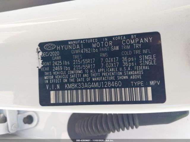 2021 HYUNDAI KONA ELECTRIC KM8K33AG4MU128460 Photo 8