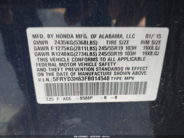 2015 ACURA MDX 5FRYD3H63FB014548 Photo 8