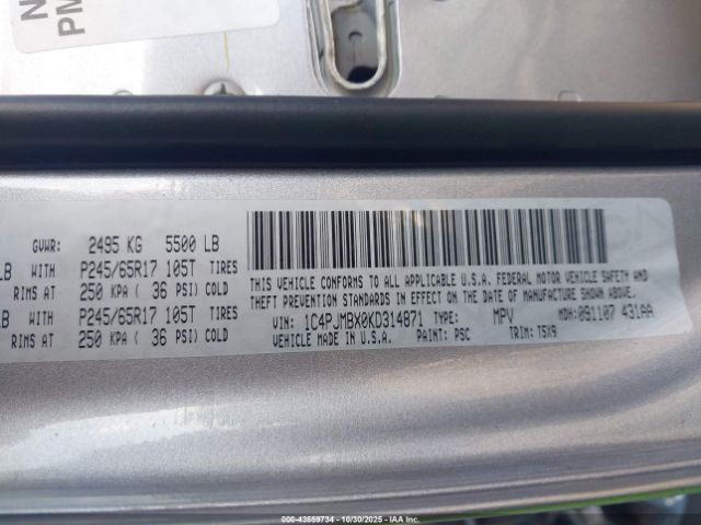 2019 JEEP CHEROKEE 1C4PJMBX0KD314871 Photo 8