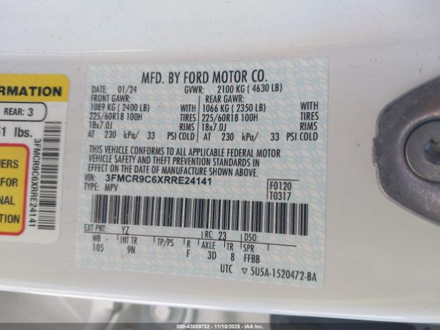 2024 FORD BRONCO SPORT 3FMCR9C6XRRE24141 Photo 8