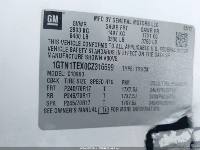 2012 GMC SIERRA 1500 1GTN1TEX0CZ316699 Photo 8