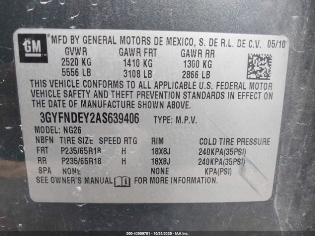 2010 CADILLAC SRX 3GYFNDEY2AS639406 Photo 8