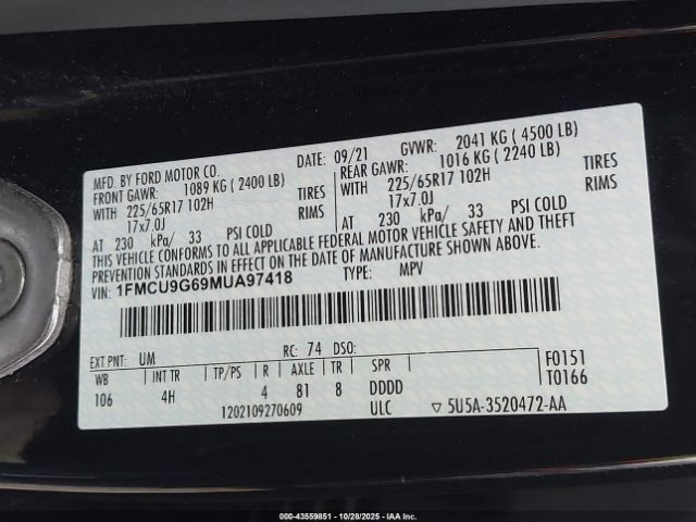 2021 FORD ESCAPE 1FMCU9G69MUA97418 Photo 8
