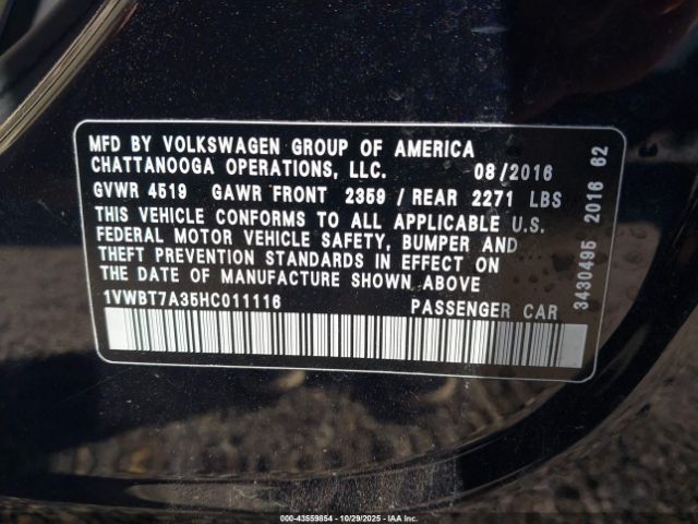 2017 VOLKSWAGEN PASSAT 1VWBT7A35HC011116 Photo 8