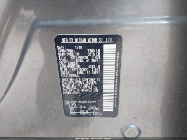 2019 NISSAN ARMADA JN8AY2ND8K9089212 Photo 8